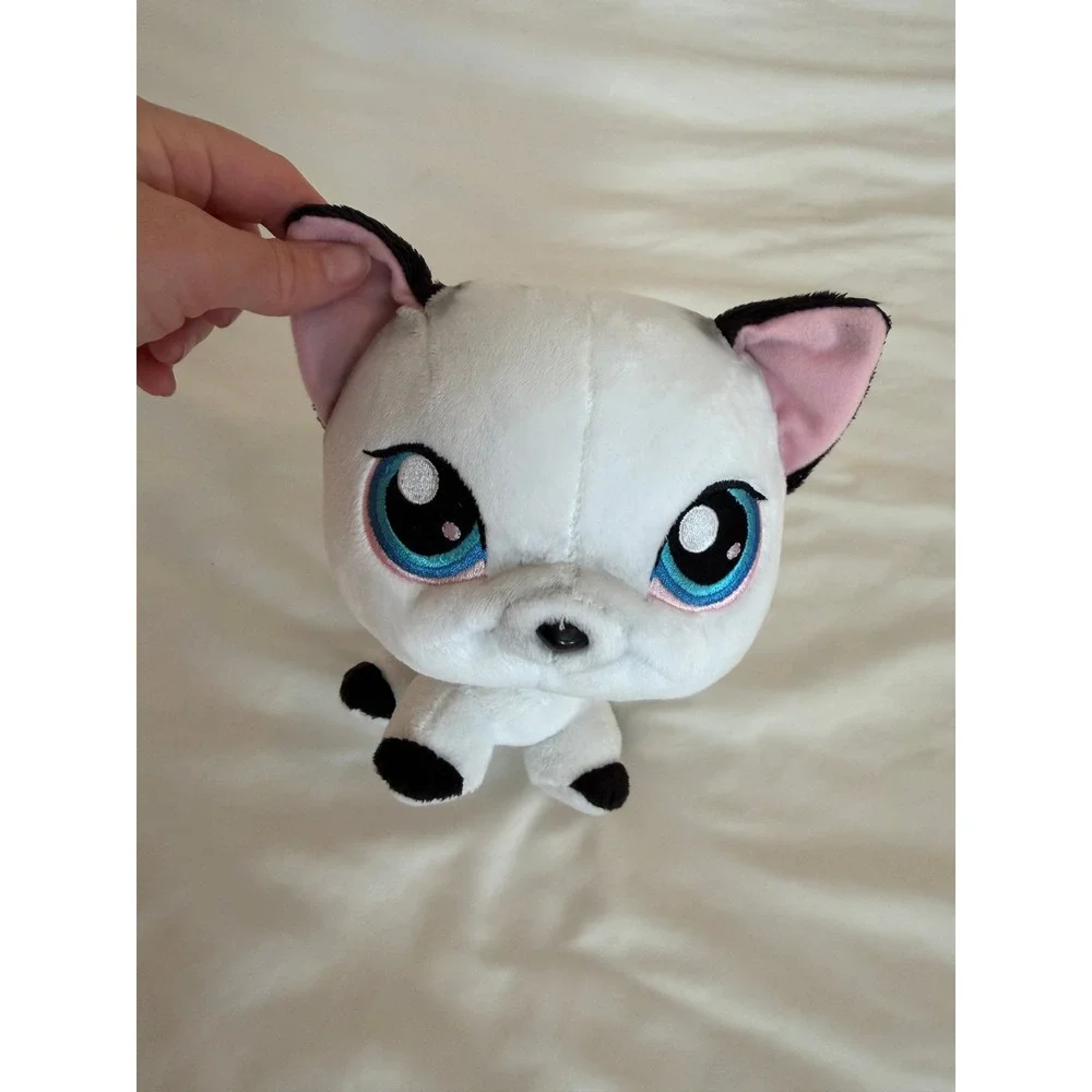 Littlest Pet Shop White & Black Cat Plush Stuffed Animal 8 Inch Toy